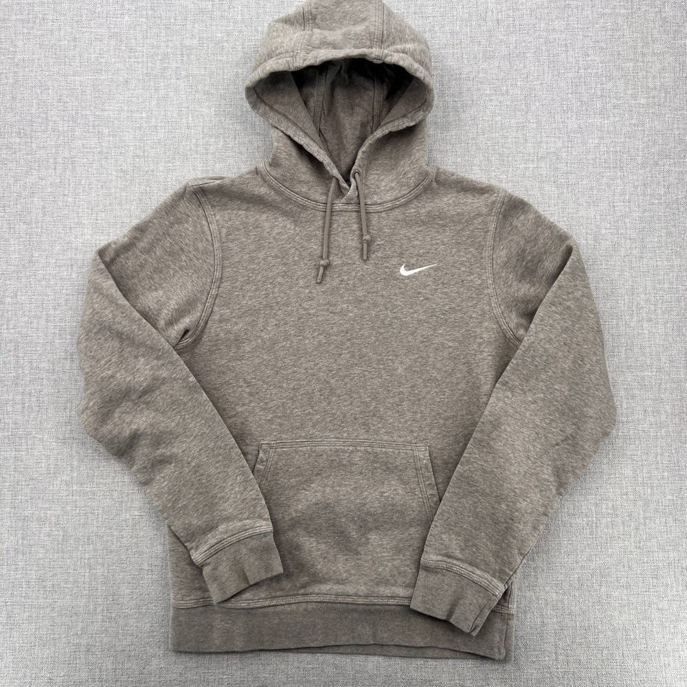 Nike Club Sportswear Hoodie Men Small Gray Swoosh Sweatshirt Athleisure Spots
